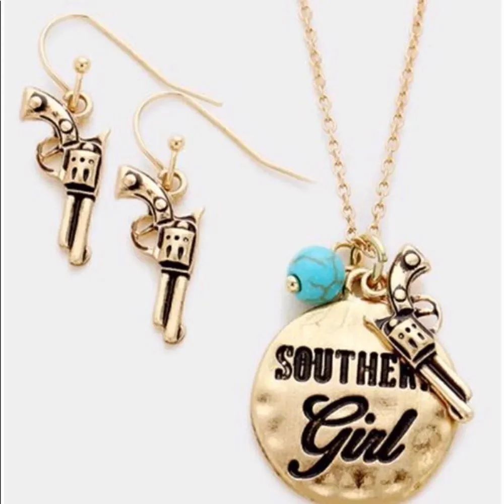 New Hammered Southern Girl Necklace Earring Set